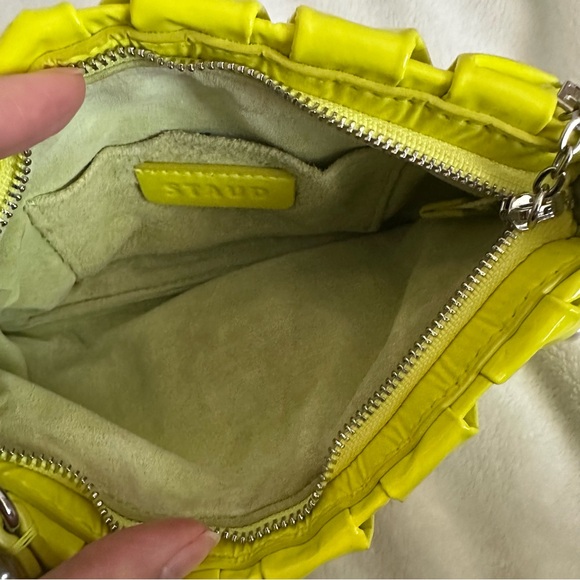 STAUD Bean Ruched Leather Convertible Bag in Citron - Picture 9 of 13